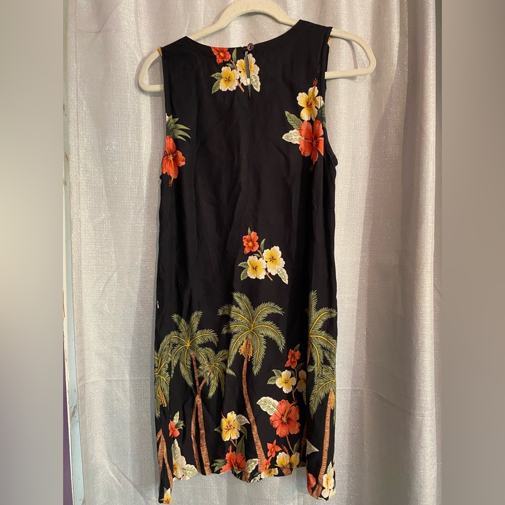 VTG Peppermint bay Black Tropical Floral Midi Dress size medium - Picture 4 of 6